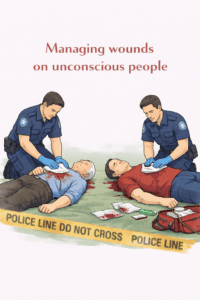 Paramedics treating gunshot wounds in the field