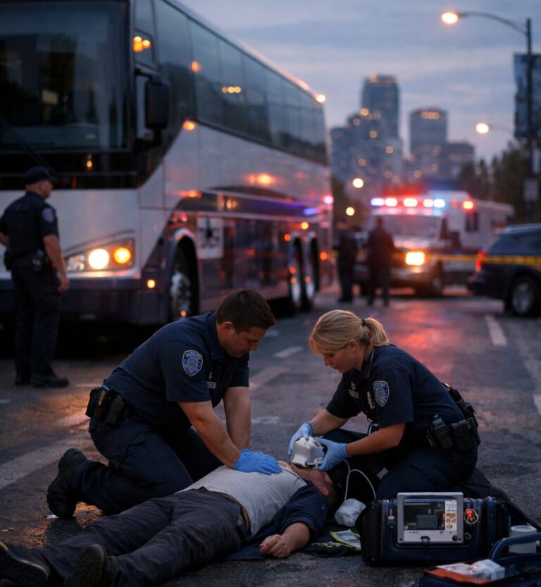 Pedestrian given CPR after tour bus crash near Canada Place in Vancouver