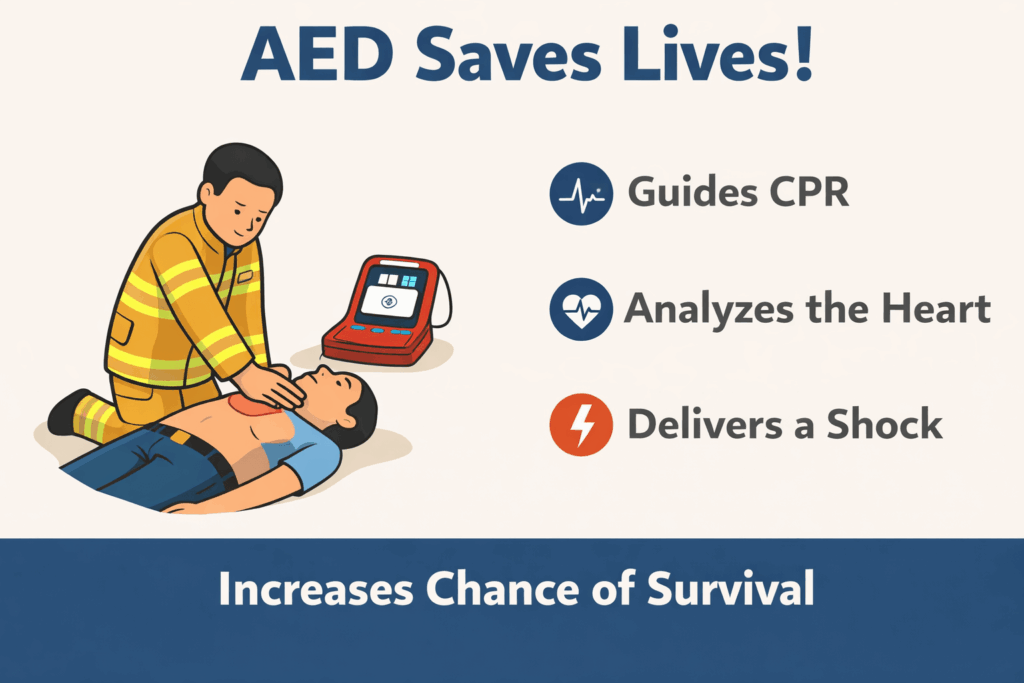 AED promotes life-saving action during CPR