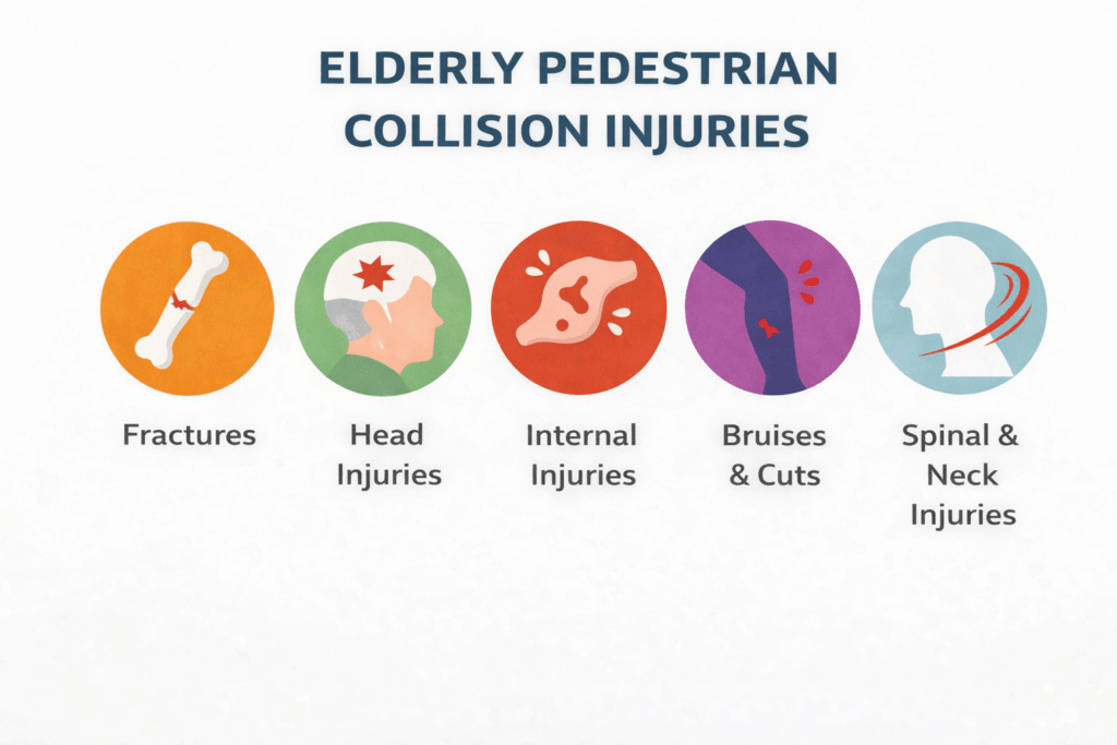 Elderly pedestrian injury types infographic