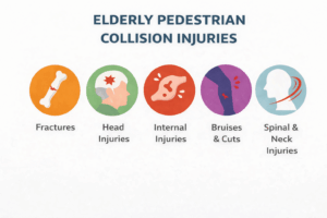 Elderly pedestrian injury types infographic