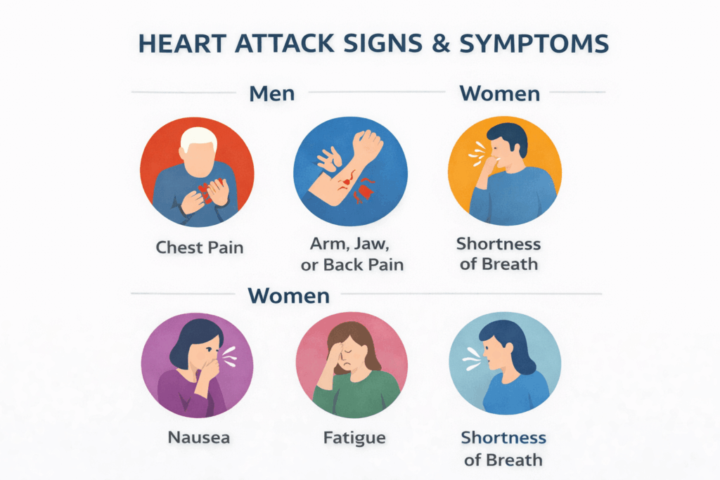 Heart attack symptoms infographic