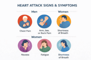 Heart attack symptoms infographic