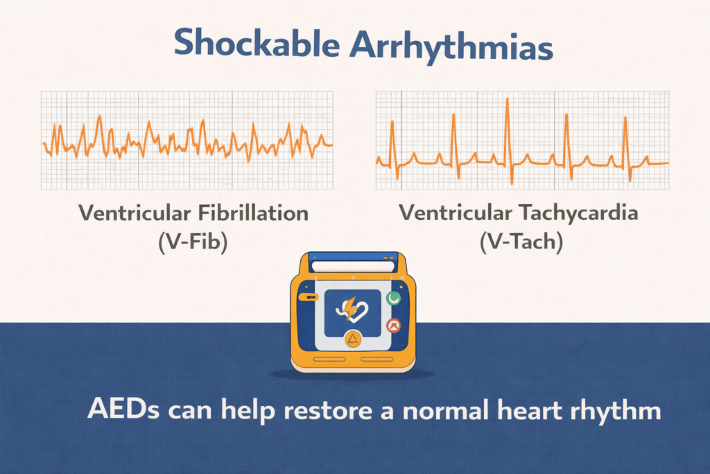 Shockable arrhythmias and AED usage
