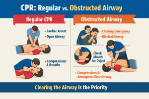 CPR techniques regular vs. obstructed airway