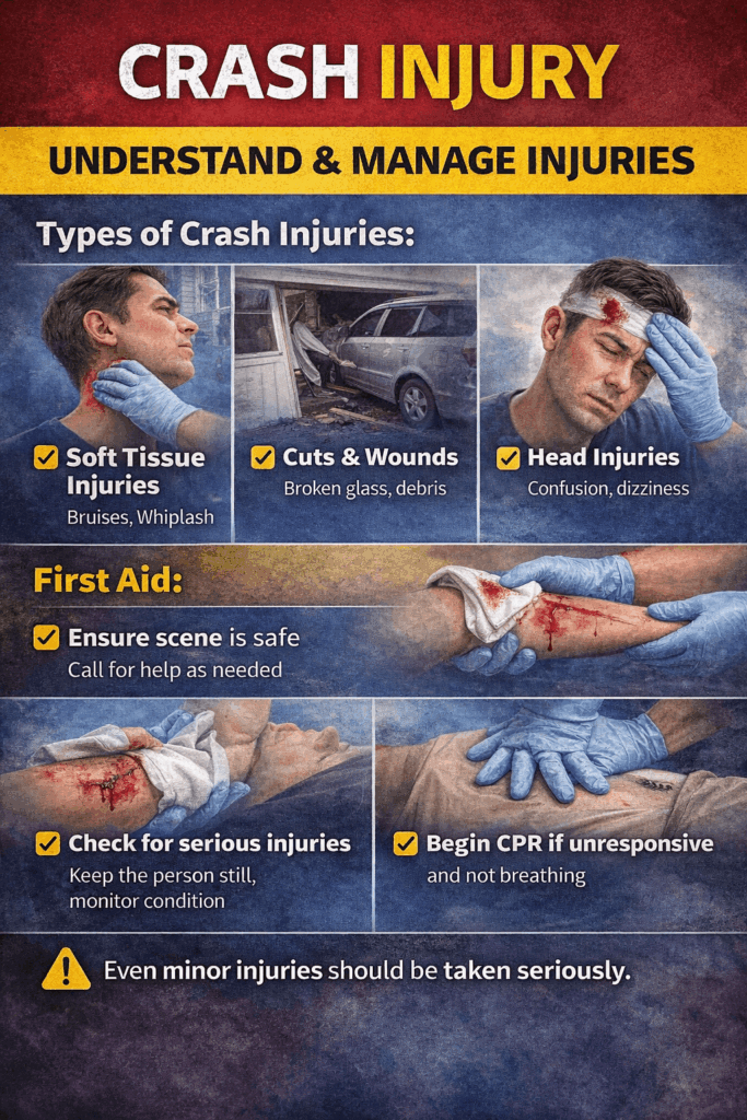 Crash injury guide and first aid tips