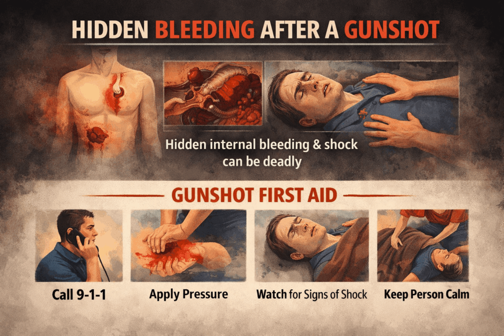 Gunshot injury first aid infographic