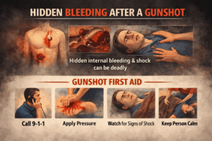 Gunshot injury first aid infographic