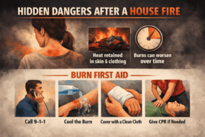 Hidden fire burn risks and first aid