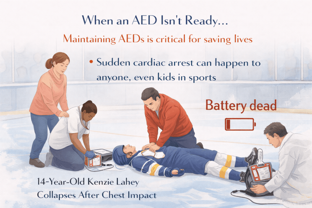 Hockey CPR emergency response infographic