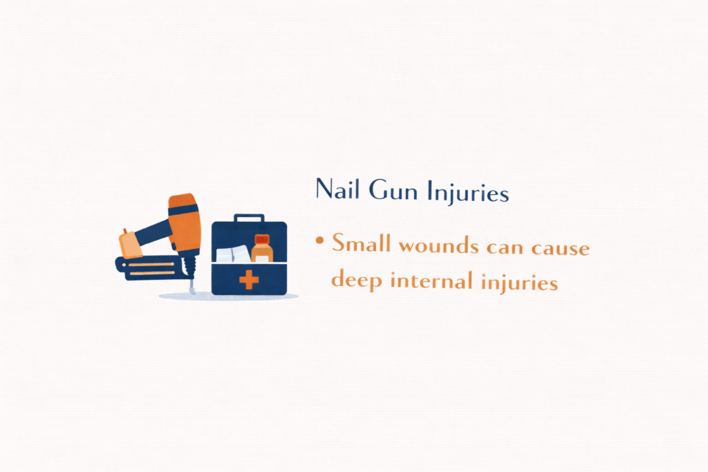 Nail gun safety and first aid