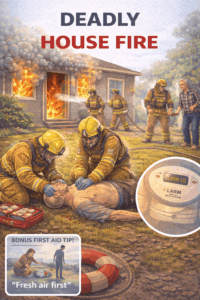 Emergency response at a house fire (1)