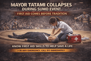 First aid over tradition at sumo event