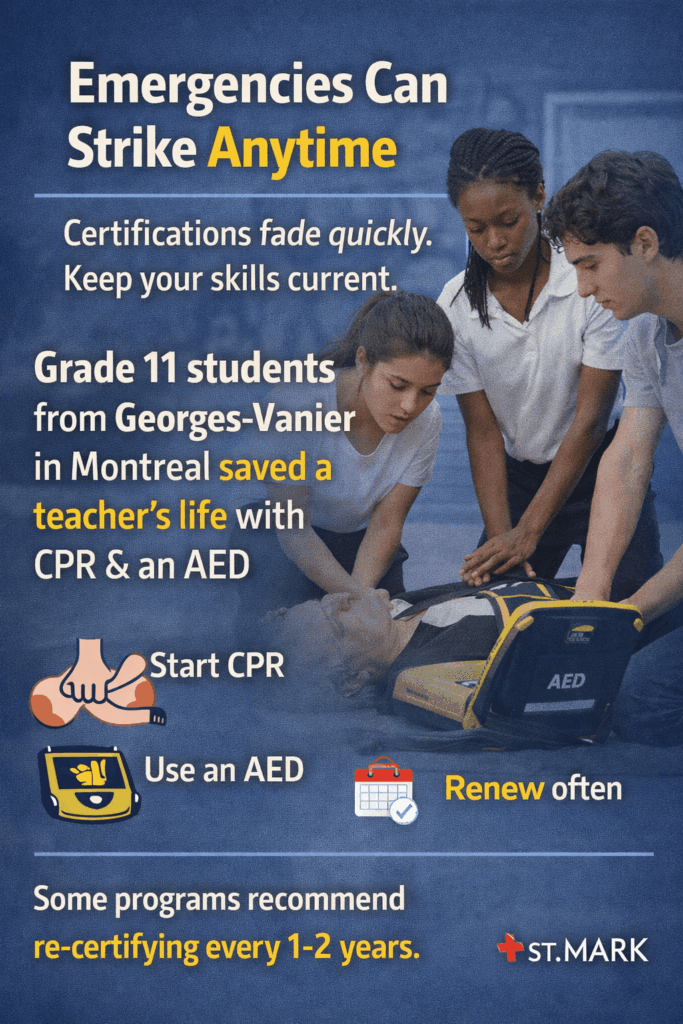 Student heroes save a life with AED