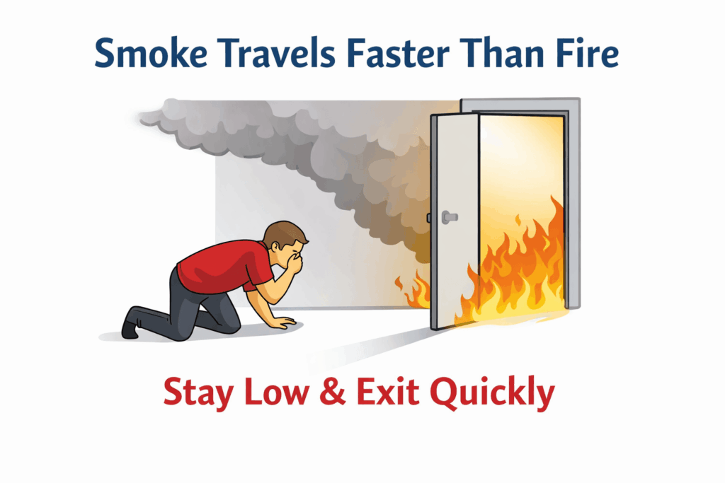 Fire safety stay low and exit