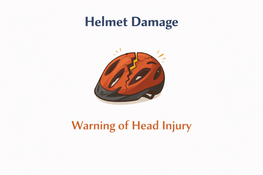 Helmet damage warning sign