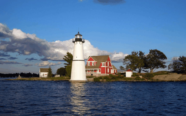 Rock Island Lighthouse on the St. Lawrence River near the shipwreck diving site where a Quebec diver suffered a medical emergency