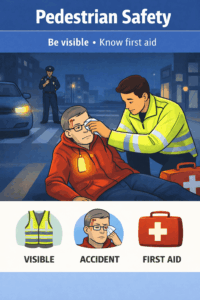 Pedestrian accident response at night
