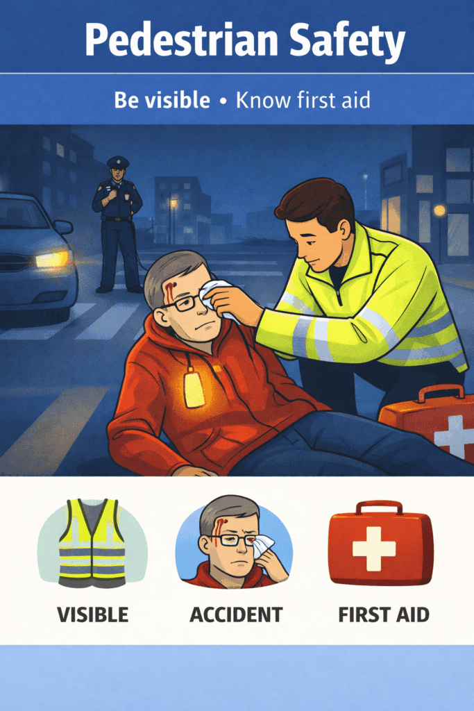 Pedestrian accident response at night